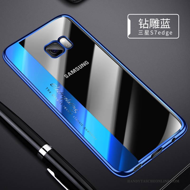 Hülle Samsung Galaxy S7 Edge Silikon Blau Schlank, Case Samsung Galaxy S7 Edge Weiche Anti-sturz Handyhüllen