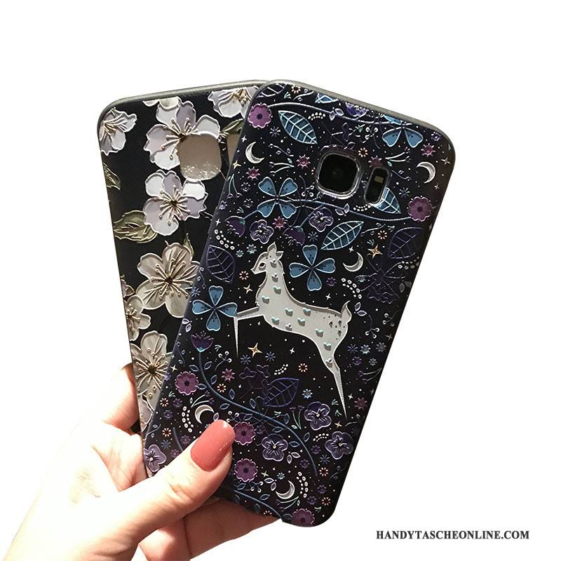 Hülle Samsung Galaxy S7 Edge Silikon Sakura Handyhüllen, Case Samsung Galaxy S7 Edge Weiche Schwarz Anti-sturz