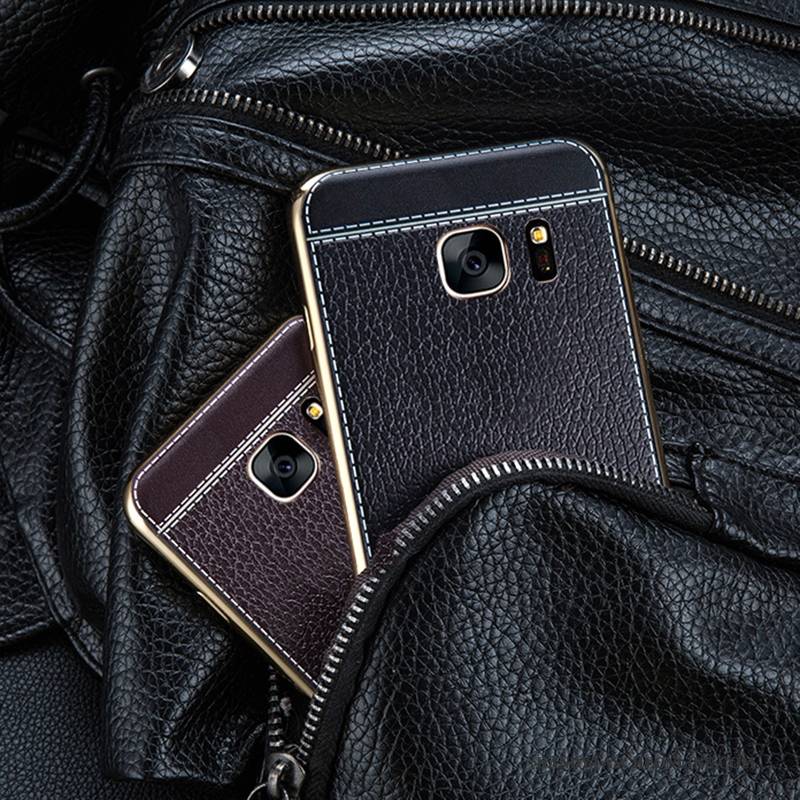 Hülle Samsung Galaxy S7 Edge Taschen Handyhüllen Schwarz, Case Samsung Galaxy S7 Edge Weiche Anti-sturz