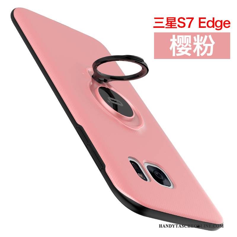 Hülle Samsung Galaxy S7 Edge Taschen Rosa Schwer, Case Samsung Galaxy S7 Edge Halterung Handyhüllen Ring