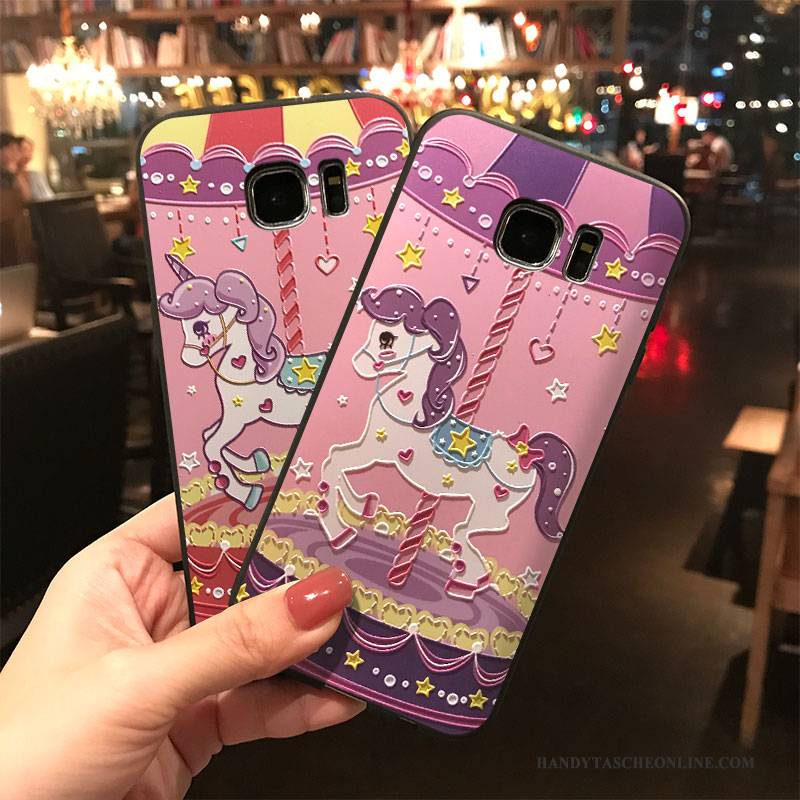 Hülle Samsung Galaxy S7 Karikatur Hängende Verzierungen Trend, Case Samsung Galaxy S7 Silikon Pulver Lila