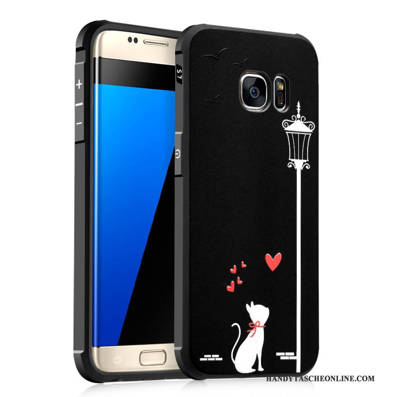 Hülle Samsung Galaxy S7 Kreativ Anti-sturz Handyhüllen, Case Samsung Galaxy S7 Silikon Nubuck Schwarz