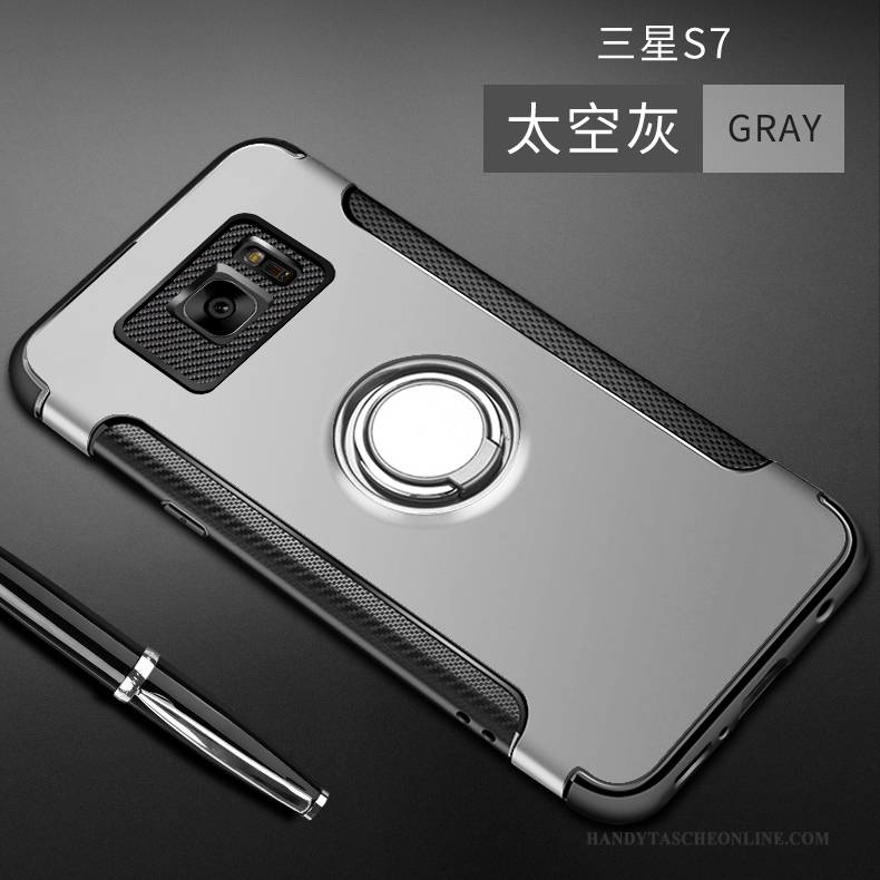 Hülle Samsung Galaxy S7 Kreativ Grau Handyhüllen, Case Samsung Galaxy S7 Halterung Anti-sturz Silber