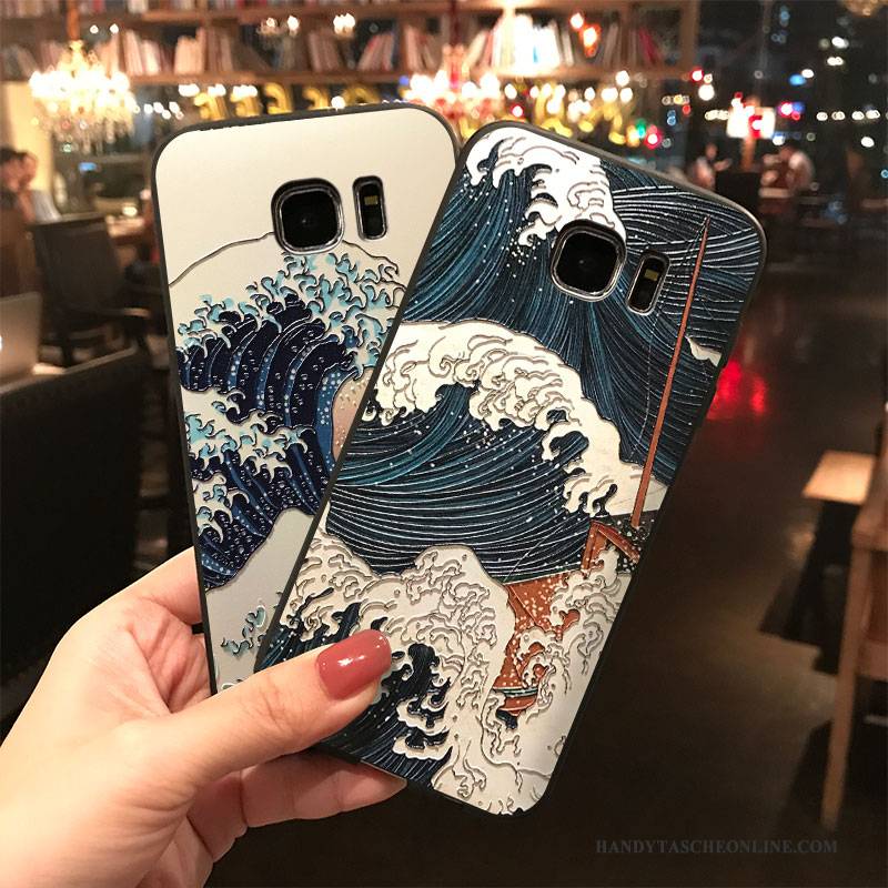 Hülle Samsung Galaxy S7 Silikon Trend Handyhüllen, Case Samsung Galaxy S7 Kreativ Die Wellen Hängende Verzierungen