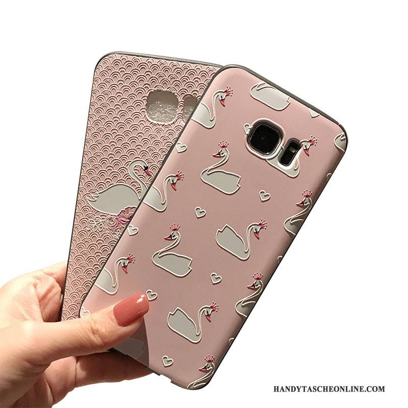 Hülle Samsung Galaxy S7 Weiche Trend Handyhüllen, Case Samsung Galaxy S7 Halterung Schwarz Rosa