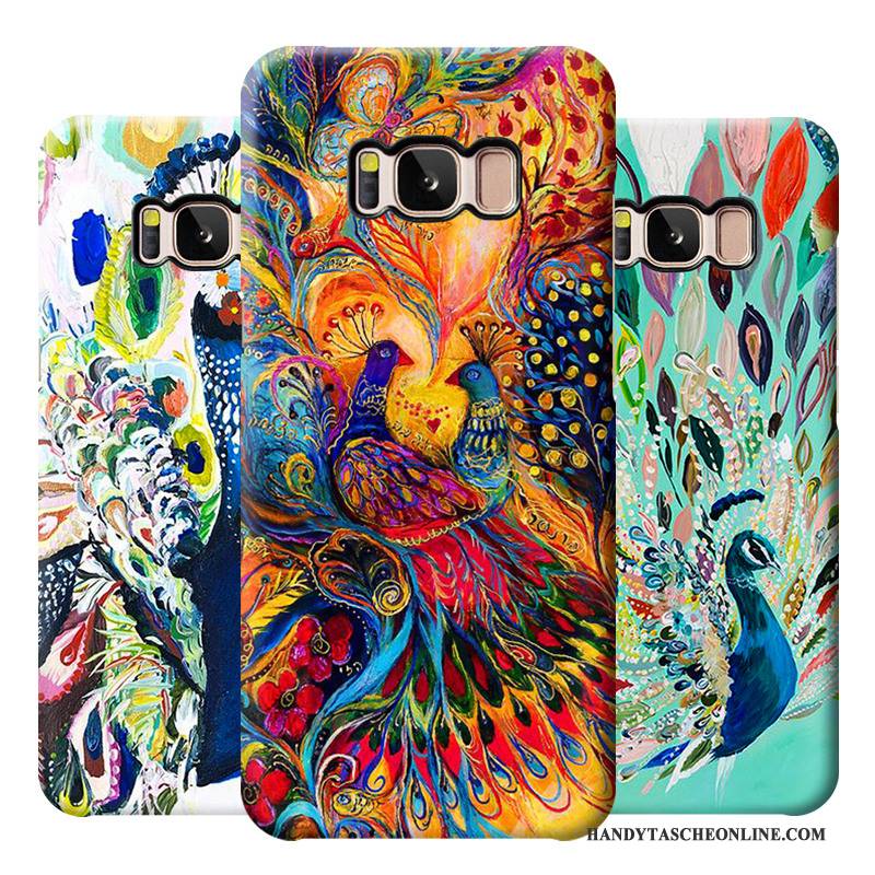 Hülle Samsung Galaxy S8 Farbe Pfau Handyhüllen, Case Samsung Galaxy S8 Kreativ Nubuck Chinesische Art