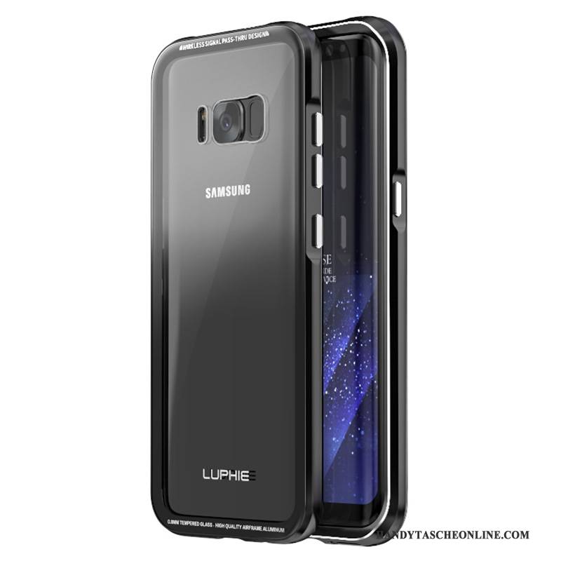 Hülle Samsung Galaxy S8+ Kreativ Handyhüllen Grenze, Case Samsung Galaxy S8+ Metall Schwarz Gehärtetes Glas