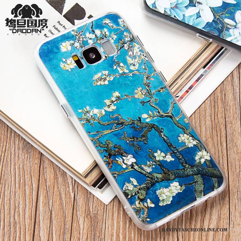 Hülle Samsung Galaxy S8+ Prägung Anti-sturz Handyhüllen, Case Samsung Galaxy S8+ Taschen Chinesische Art Blau