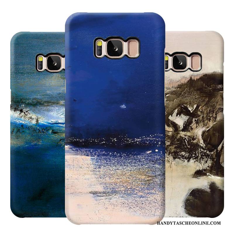 Hülle Samsung Galaxy S8 Retro Nubuck Dunkelblau, Case Samsung Galaxy S8 Kunst Handyhüllen