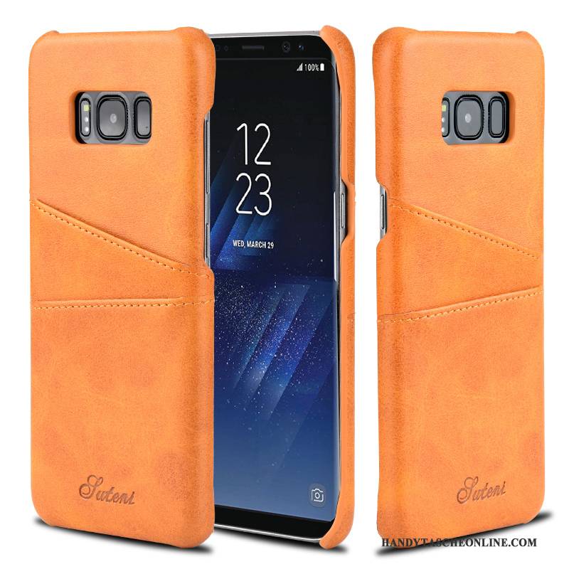 Hülle Samsung Galaxy S8+ Schutz Orange Karte, Case Samsung Galaxy S8+ Leder Anti-sturz Trend