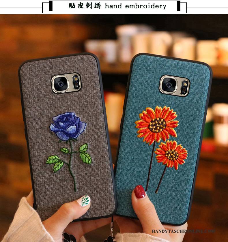 Hülle Samsung Galaxy S8 Silikon Blau Handyhüllen, Case Samsung Galaxy S8 Taschen Trend Stickerei