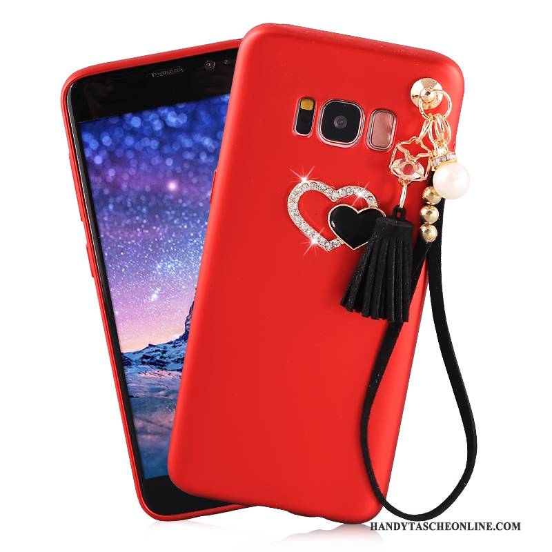 Hülle Samsung Galaxy S8 Silikon Handyhüllen Anti-sturz, Case Samsung Galaxy S8 Taschen Rot Nubuck