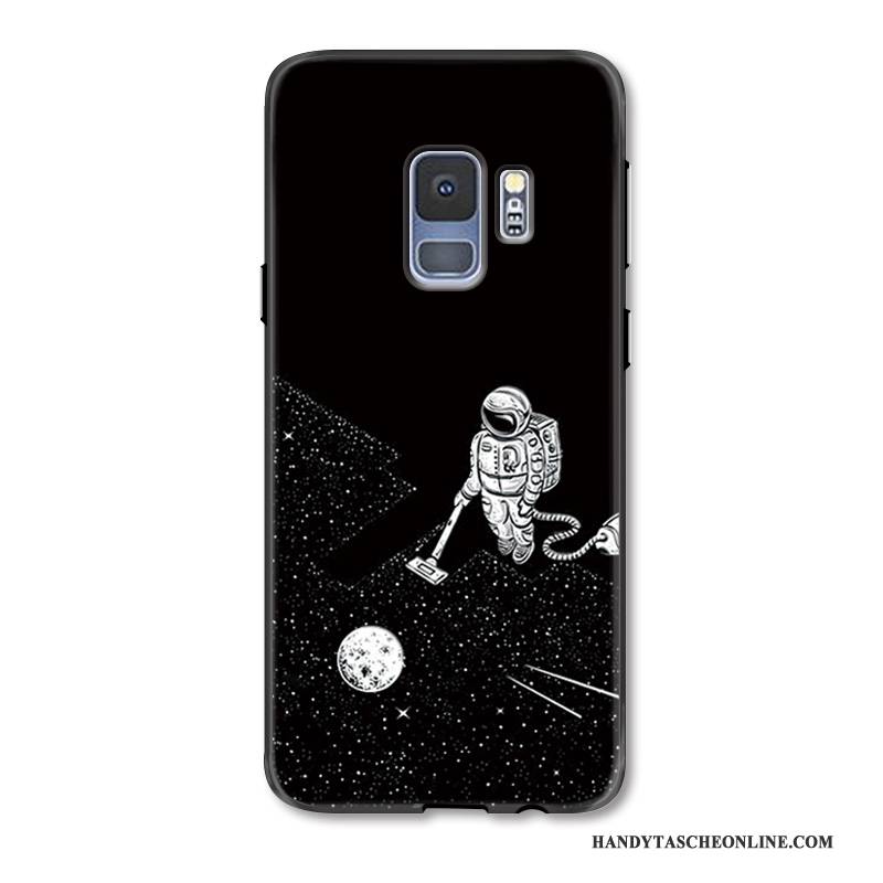 Hülle Samsung Galaxy S9 Karikatur Einfach Persönlichkeit, Case Samsung Galaxy S9 Prägung Schwarz Handyhüllen