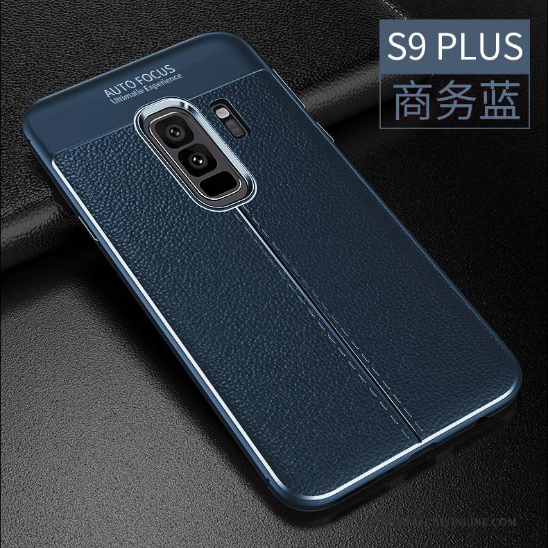 Hülle Samsung Galaxy S9+ Leder Trend Anti-sturz, Case Samsung Galaxy S9+ Weiche Dunkelblau Handyhüllen