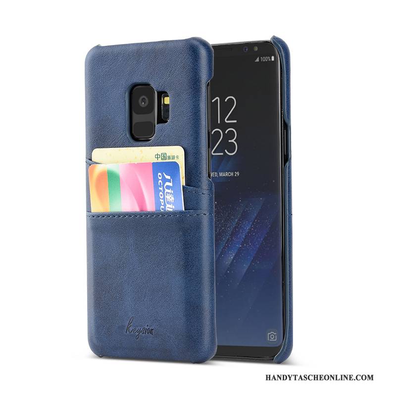 Hülle Samsung Galaxy S9 Mode Handyhüllen Trend, Case Samsung Galaxy S9 Leder Dunkelblau Neu