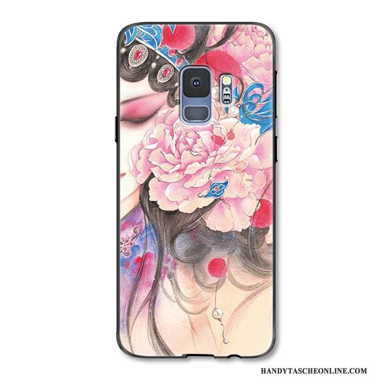 Hülle Samsung Galaxy S9+ Prägung Handyhüllen Chinesische Art, Case Samsung Galaxy S9+ Farbe Hua Dan Anti-sturz