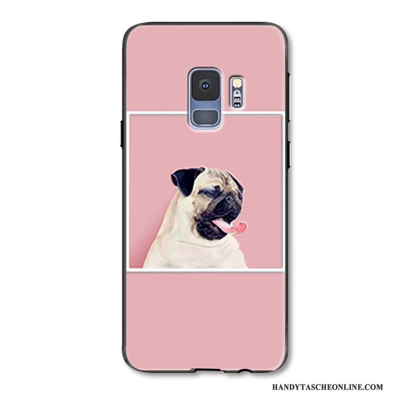 Hülle Samsung Galaxy S9+ Prägung Nette Rosa, Case Samsung Galaxy S9+ Gemalt Katzen Kuh