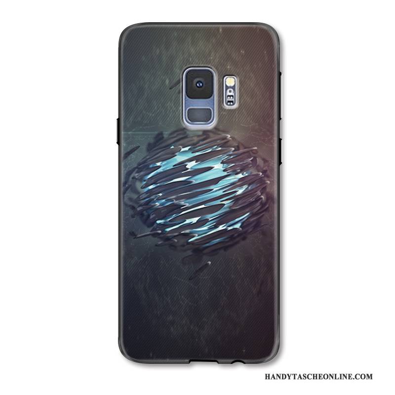 Hülle Samsung Galaxy S9+ Prägung Schwarz Business, Case Samsung Galaxy S9+ Schutz Handyhüllen Einfach