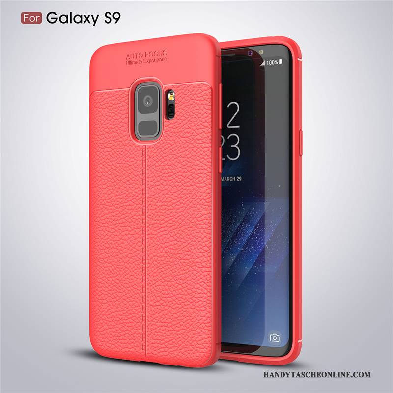 Hülle Samsung Galaxy S9 Silikon Rot Muster, Case Samsung Galaxy S9 Leder Handyhüllen Anti-sturz