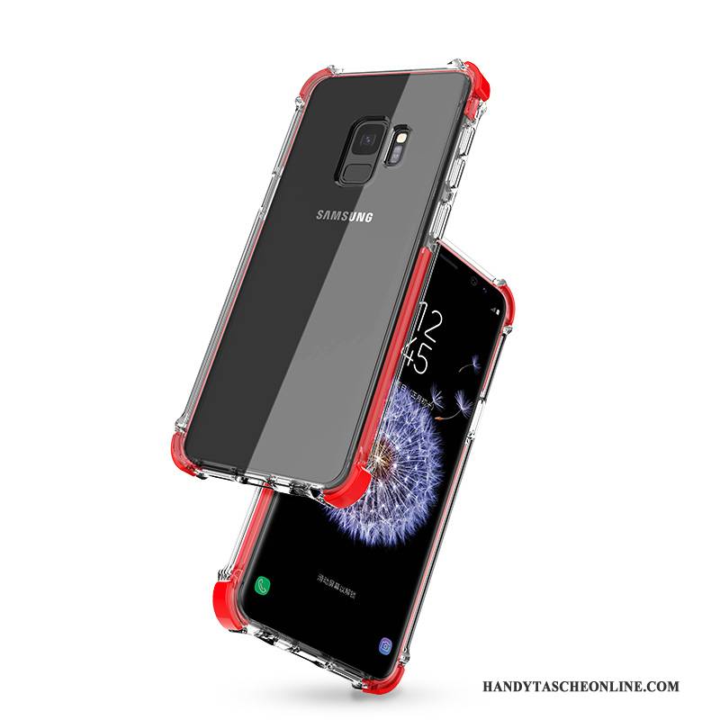 Hülle Samsung Galaxy S9 Taschen Anti-sturz Handyhüllen, Case Samsung Galaxy S9 Silikon Rot Transparent