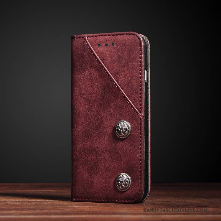 Hülle Samsung Galaxy S9+ Taschen Anti-sturz Trend, Case Samsung Galaxy S9+ Folio Karte Weinrot