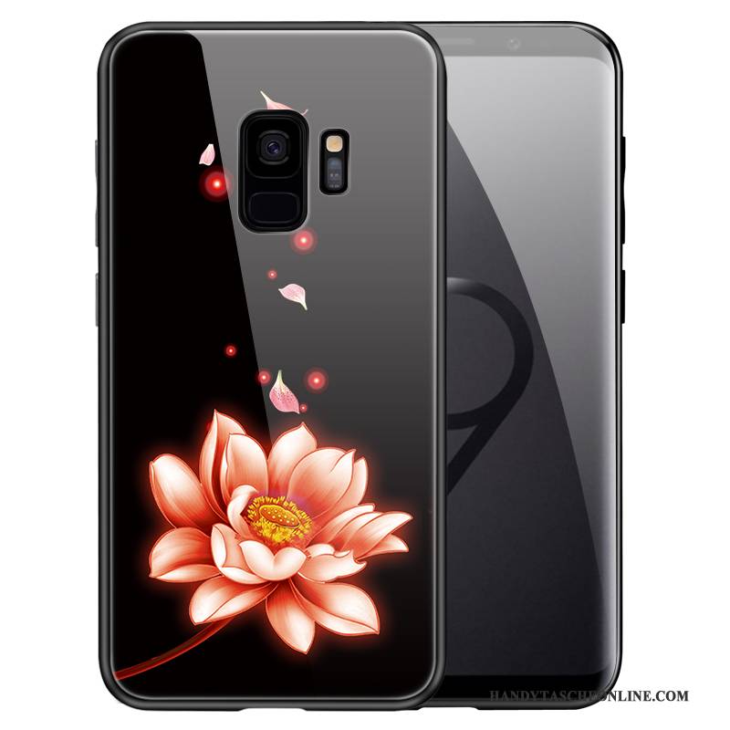 Hülle Samsung Galaxy S9+ Taschen Handyhüllen Schwarz, Case Samsung Galaxy S9+ Schutz Gehärtetes Glas Anti-sturz