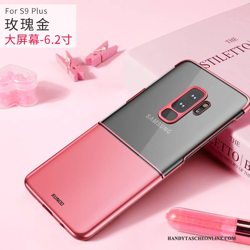 Hülle Samsung Galaxy S9+ Taschen Schwer Handyhüllen, Case Samsung Galaxy S9+ Schutz Rosa Transparent