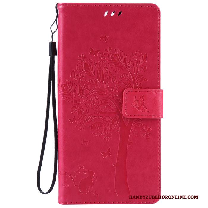 Hülle Sony Xperia 5 Folio Handyhüllen Rot, Case Sony Xperia 5 Silikon Anti-sturz