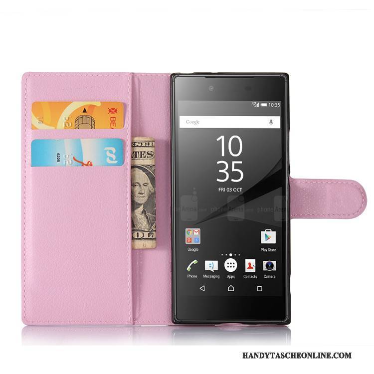 Hülle Sony Xperia Xa1 Geldbörse Rosa Handyhüllen, Case Sony Xperia Xa1 Lederhülle