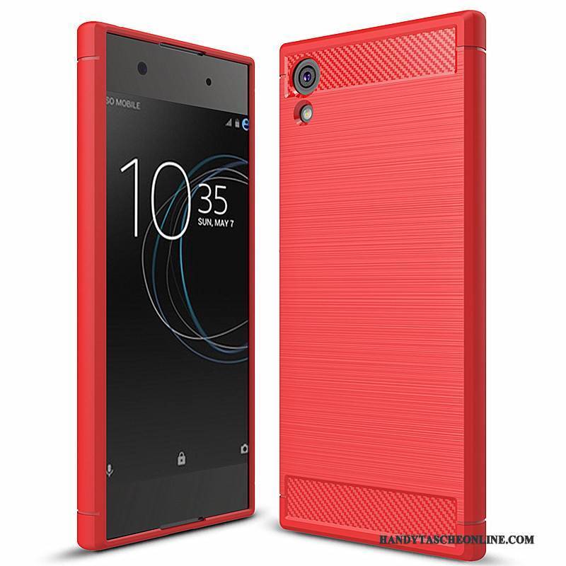 Hülle Sony Xperia Xa1 Weiche Handyhüllen Faser, Case Sony Xperia Xa1 Taschen Rot
