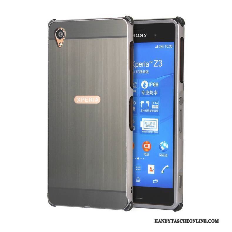Hülle Sony Xperia Z3+ Metall Grenze Grau, Case Sony Xperia Z3+ Schutz Hintere Abdeckung Handyhüllen