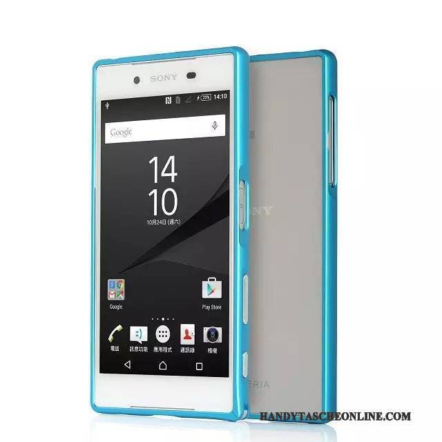 Hülle Sony Xperia Z5 Metall Grenze Handyhüllen, Case Sony Xperia Z5 Schutz Blau