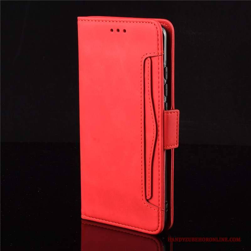Hülle Xiaomi Mi 10 Pro Lederhülle Handyhüllen Mini, Case Xiaomi Mi 10 Pro Schutz Rot Karte
