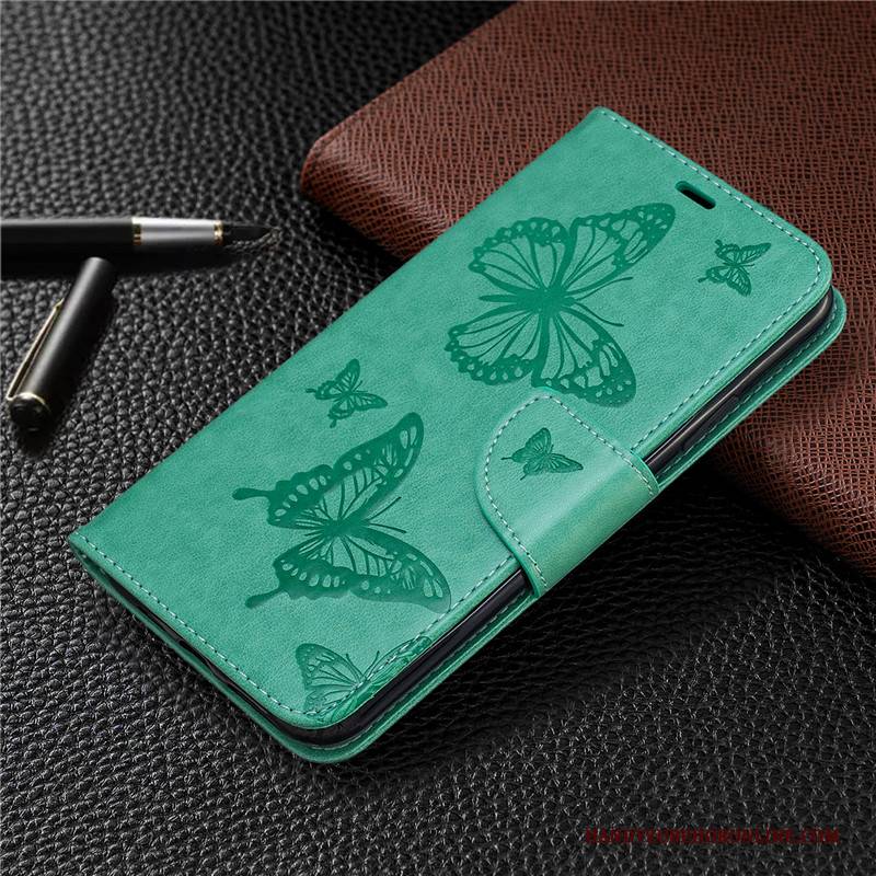 Hülle iPhone 11 Pro Lederhülle Einfarbig Schmetterling, Case iPhone 11 Pro Leder Grün Hängende Verzierungen