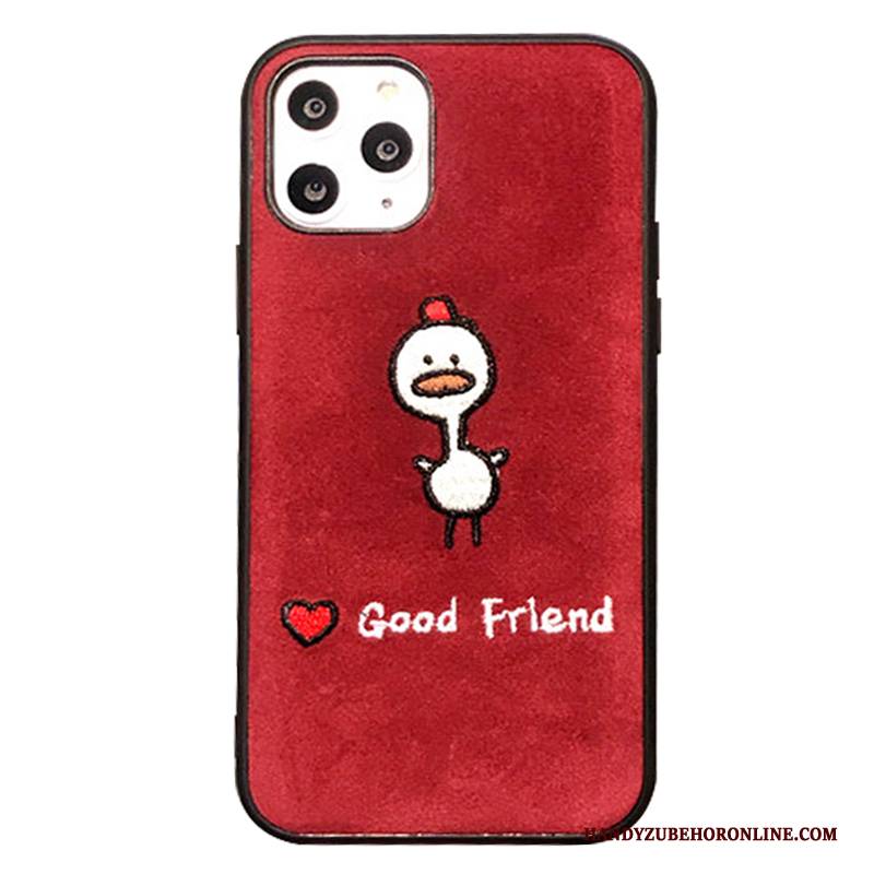 Hülle iPhone 11 Pro Max Taschen Schwer Mini, Case iPhone 11 Pro Max Karikatur Flanell Rot