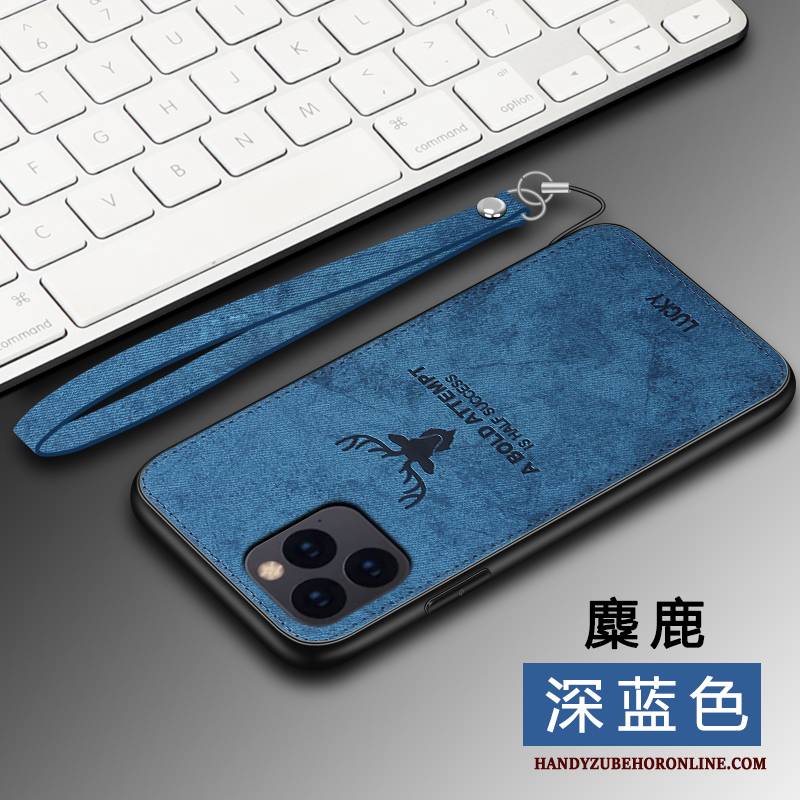 Hülle iPhone 11 Pro Silikon Nubuck Blau, Case iPhone 11 Pro Taschen Stoff Trendmarke