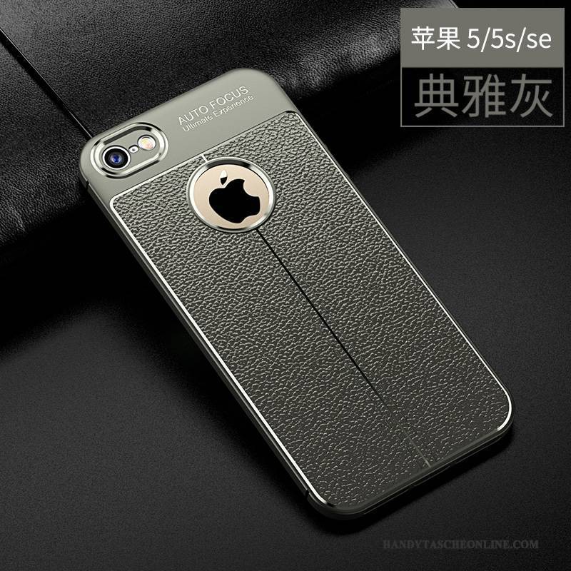 Hülle iPhone 5/5s Leder Schwarz Trend, Case iPhone 5/5s Weiche Muster Handyhüllen