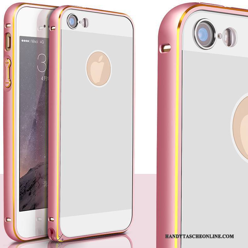 Hülle iPhone 5/5s Metall Hintere Abdeckung Rosa, Case iPhone 5/5s Schutz Grenze Gold