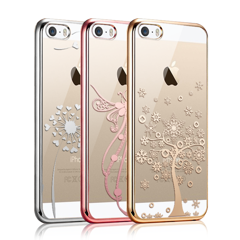 Hülle iPhone 5/5s Schutz Gold Überzug, Case iPhone 5/5s Weiche Transparent Handyhüllen