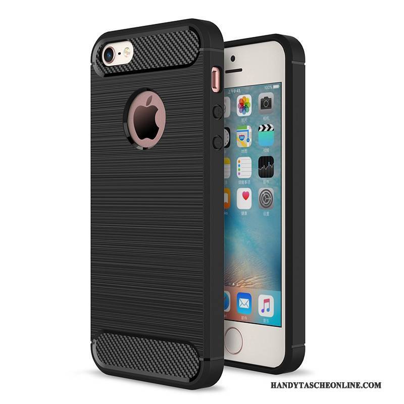 Hülle iPhone 5/5s Schutz Handyhüllen Faser, Case iPhone 5/5s Weiche Schwarz Trend