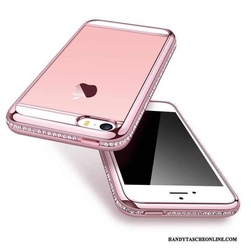 Hülle iPhone 5/5s Strasssteinen Rosegold Trend, Case iPhone 5/5s Silikon Handyhüllen Rosa