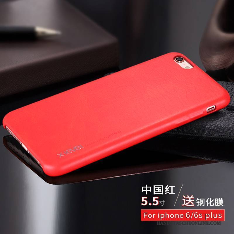 Hülle iPhone 6/6s Plus Lederhülle Handyhüllen Rot, Case iPhone 6/6s Plus Leder Anti-sturz Karte