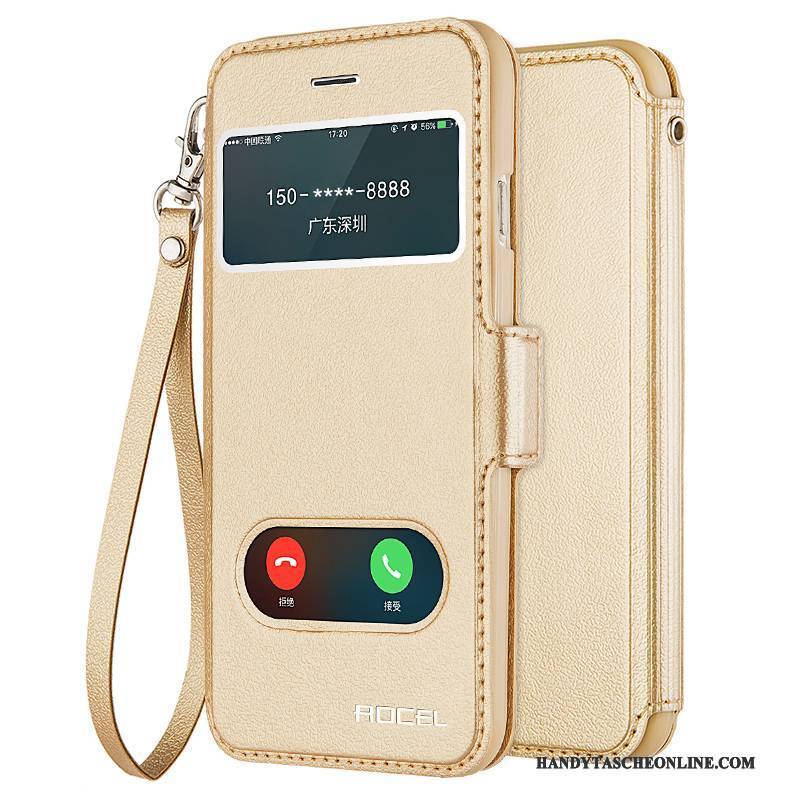 Hülle iPhone 6/6s Plus Taschen Anti-sturz Handyhüllen, Case iPhone 6/6s Plus Lederhülle Gold