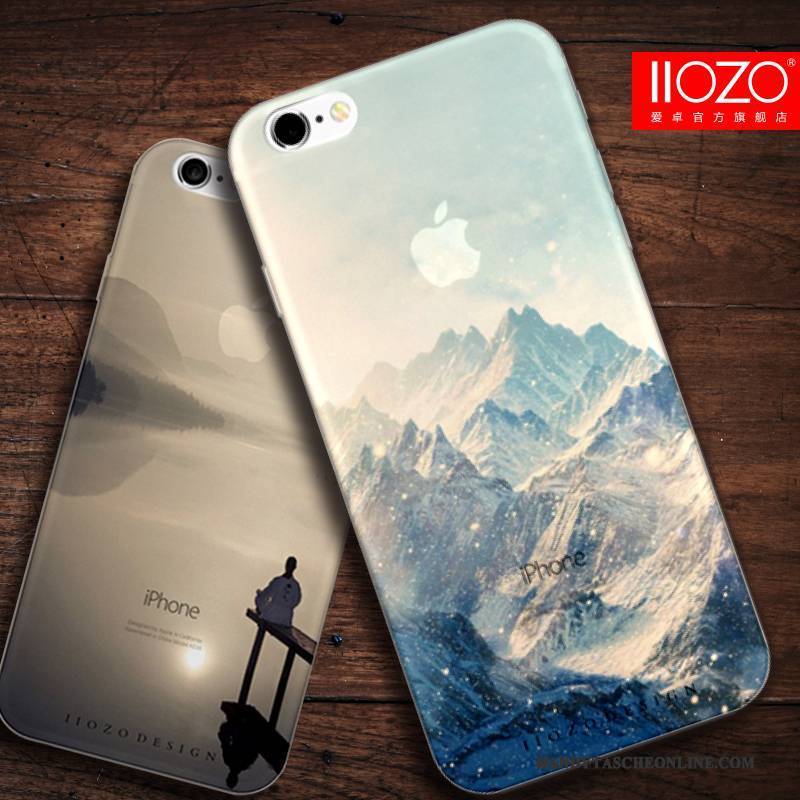 Hülle iPhone 6/6s Plus Weiche Trend Chinesische Art, Case iPhone 6/6s Plus Silikon Anti-sturz Hellblau