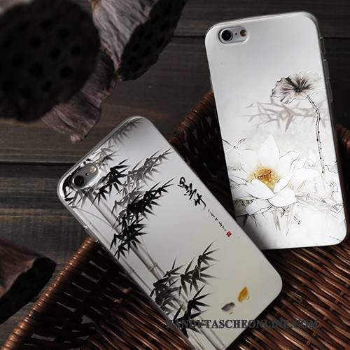 Hülle iPhone 6/6s Prägung Handyhüllen Chinesische Art, Case iPhone 6/6s Weiche Weiß Anti-sturz