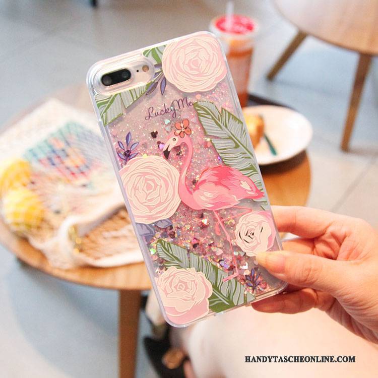 Hülle iPhone 7 Farbe Handyhüllen Blumen, Case iPhone 7 Vogel Flüssigkeit
