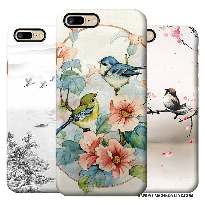 Hülle iPhone 7 Farbe Schwer Chinesische Art, Case iPhone 7 Retro Nubuck Anti-sturz