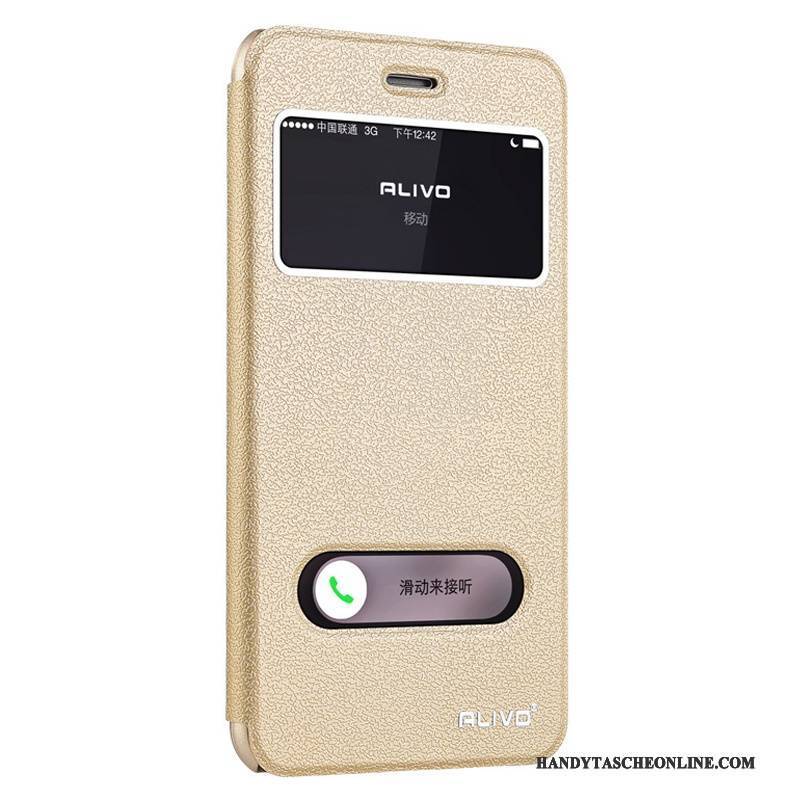 Hülle iPhone 7 Lederhülle Gold Handyhüllen, Case iPhone 7 Folio