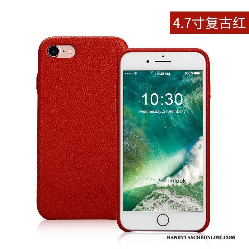 Hülle iPhone 7 Lederhülle Trend Handyhüllen, Case iPhone 7 Leder Rot Business