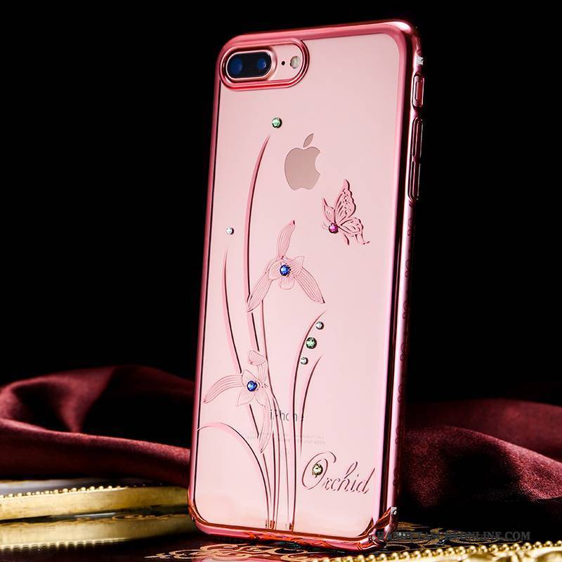 Hülle iPhone 7 Luxus Handyhüllen Schwer, Case iPhone 7 Strass Gold Rosa